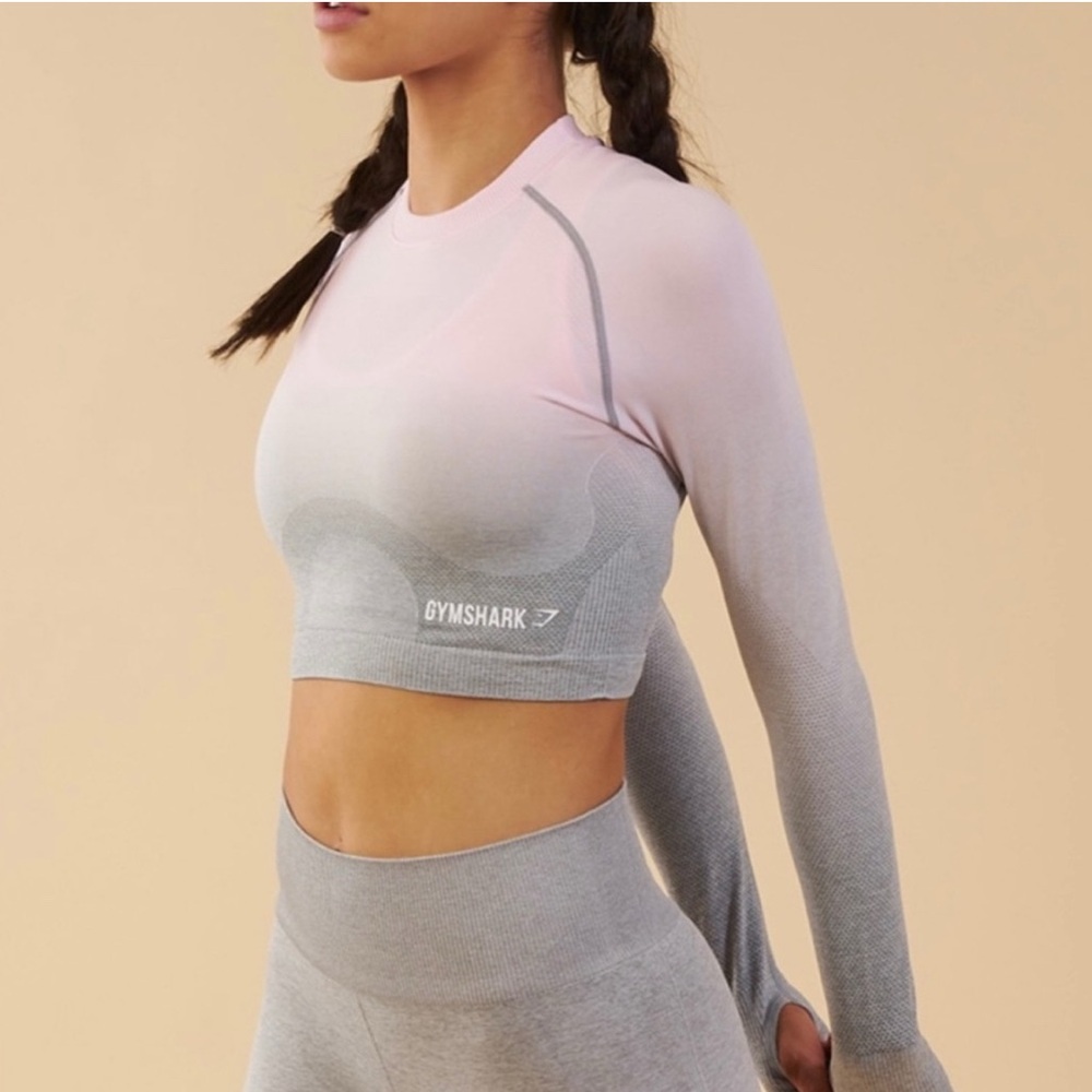 Gymshark Vital Crop Pink and Gray Ombre Crop Top